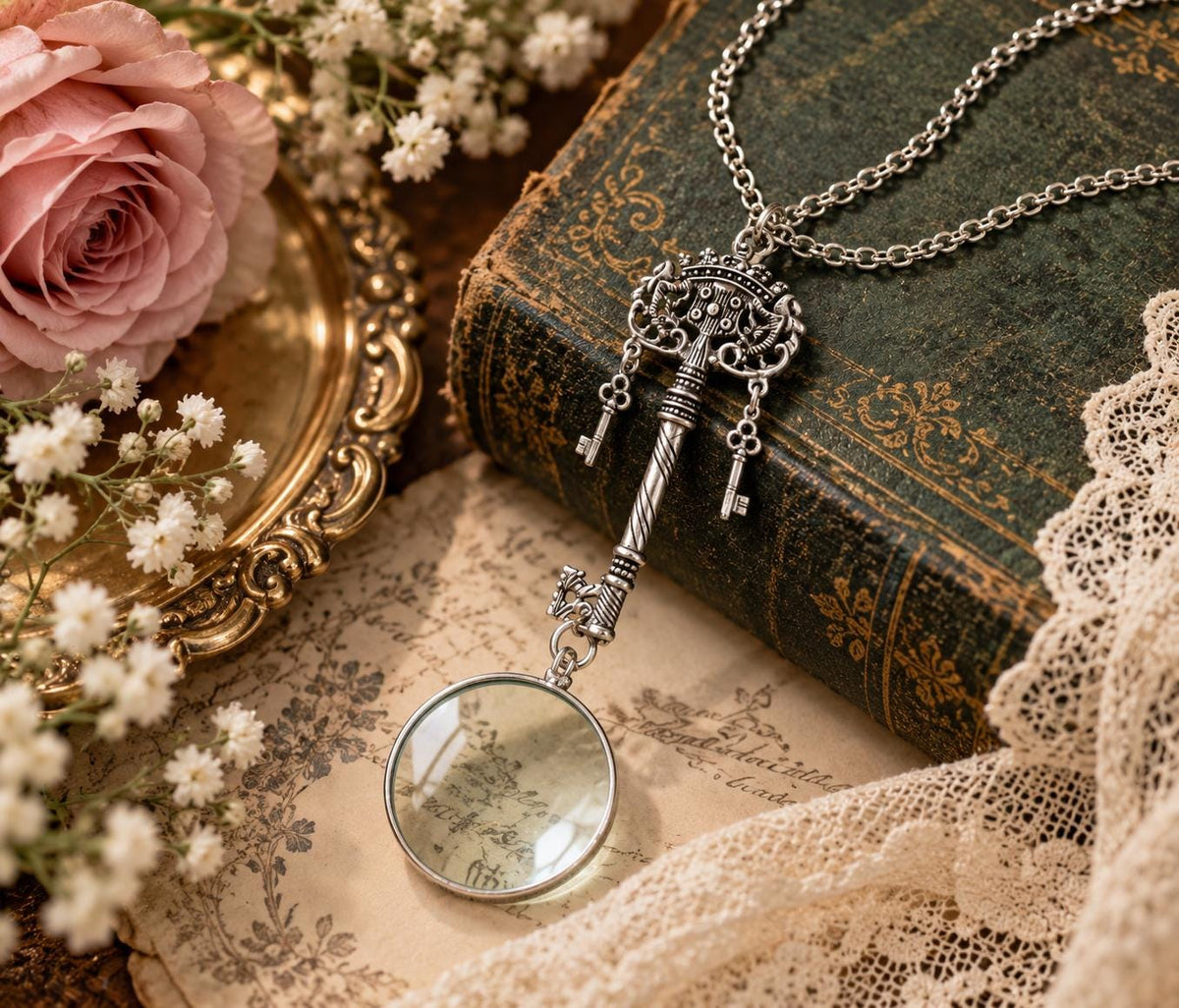 The Keeper’s Key Monocle Necklace, made in USA, each