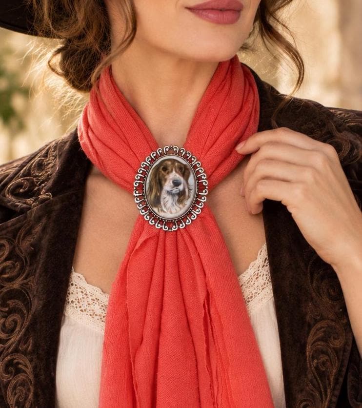 Faithful Companion Dog Portrait Scarf Slide, made in USA, each