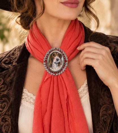 Faithful Companion Dog Portrait Scarf Slide, made in USA, each