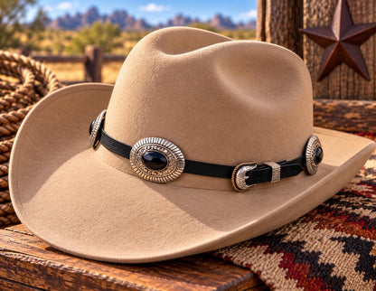 Midnight Mesa Black Onyx Concho Hat Band, made in USA, each