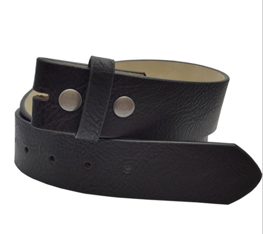 1.5” Vegan leatherette belt strap with snaps, Brown or Black, each