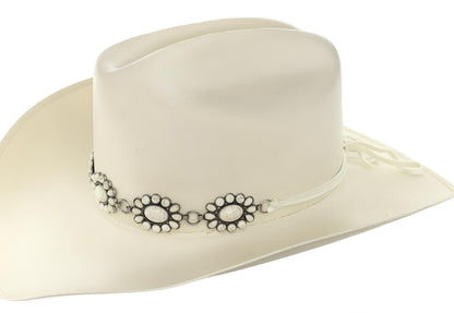 Desert Bloom White Stone Concho Hat Band, made in USA, each