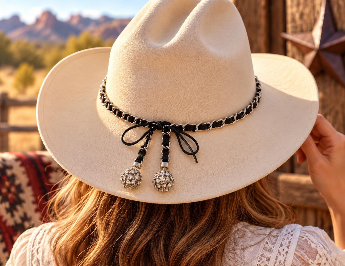 Western Midnight Chain Hat Band, Silver or Gold chain, each