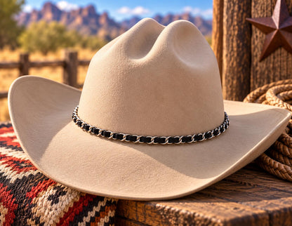 Western Midnight Chain Hat Band, Silver or Gold chain, each