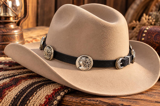 Vintage Portrait Concho Western Hat Band, made in USA, each