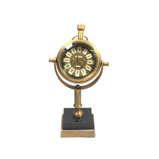 130mm x 77mm Vintage Brass Table Clock on Pedestal Stand, each