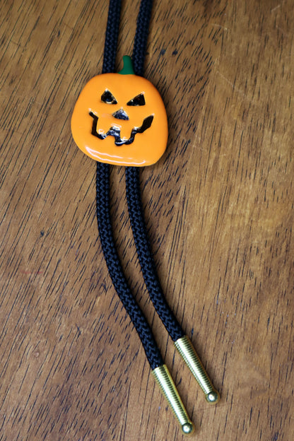 Jack-o'-lantern Halloween Bolo Tie, USA Made in Texas 38mm x 47.6mm, each