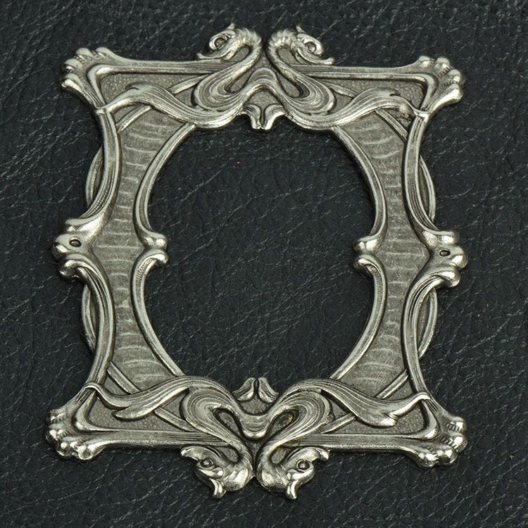 3.5x2.6in(89x65mm) Ornate Victorian Frame Metal Stamping,  classic silver, ea