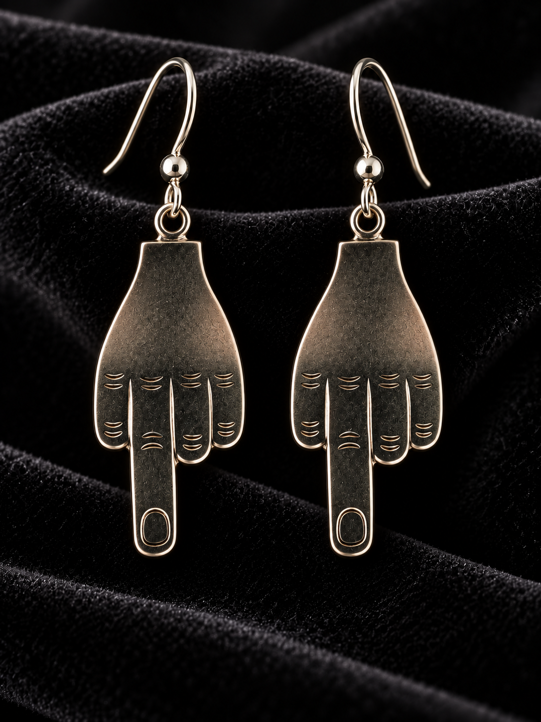 Middle Finger Dangle Earrings | Antiqued Silver Tone Hand Charms | Funny Statement Jewelry | Irreverent Gift