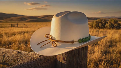 Green Stone Concho Hat Band, made in USA, each
