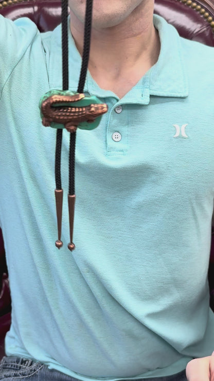 Bayou Turquoise Bolo Tie, 36" cord, made in USA, each