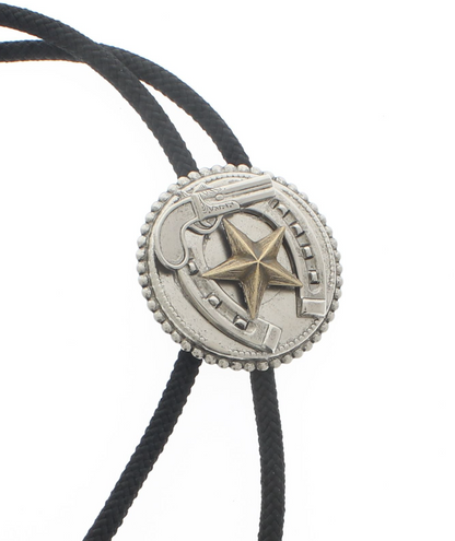 46mm Silver Horseshoe and Star Bolo Tie, made in USA, each