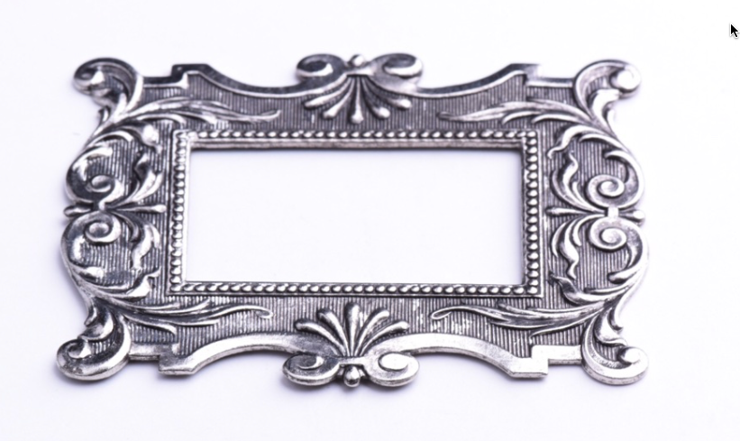 Stamped Brass Frame, Class Silver Antique finish, pk/1, 04845CS