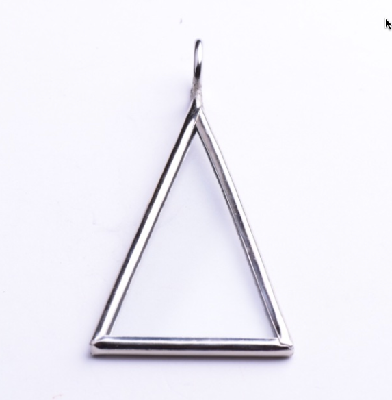 Triangle Glass pane pendant, 2 x 1" , Silver finish, 6 ea