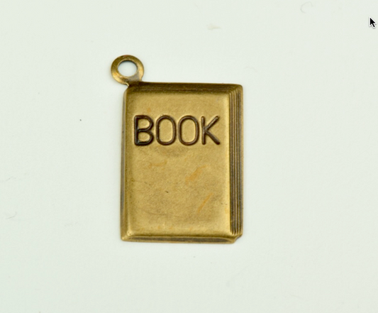 Book Charm, Brass plated, metal charm, 3 each 15106