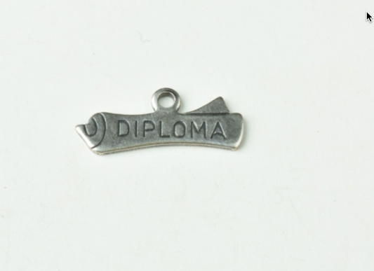 Diploma charm Silver antique finish