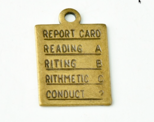 Report card charm brass  plated