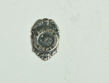 Police Badge Charm sold 6 each antique silver finish