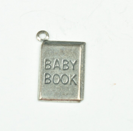 Baby book charm antique silver sold 6 each