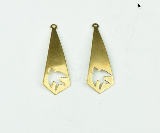 36x13mm Dove Cutout Drop/Charm, Raw Brass  pk/6