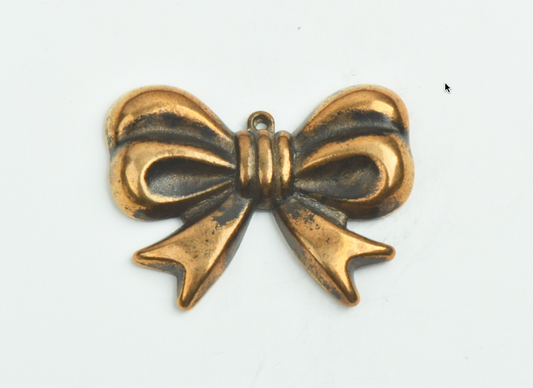 50x38mm Vintage Bow Pendant/Drop Flatback, Vintage Brass  ea