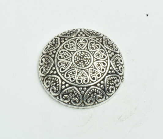 30mm Antique Silver Smooth Florentine Cabochon Flatback, each