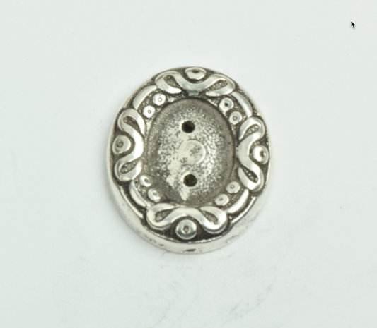 31x25mm Oval Cabochon with 18x13mm Bezel Flat back, Antique Silver, pack 6