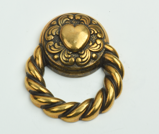 40x49mm Rope Loop Heart Earring Finding, Antiqued Gold, pack of 3