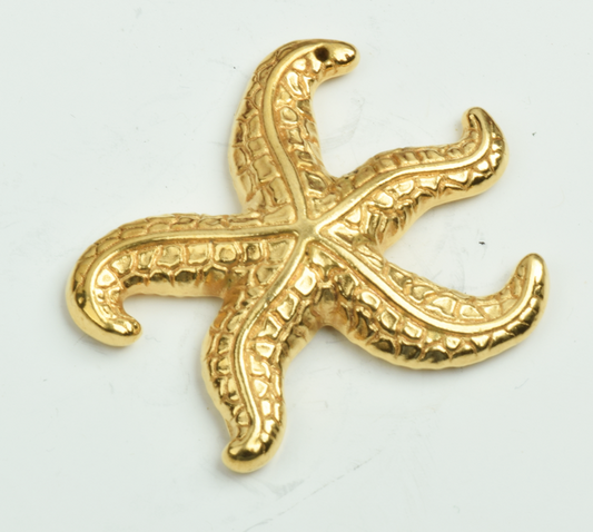 46mm Textured Starfish Pendant/Charm-drilled, Gold  ea