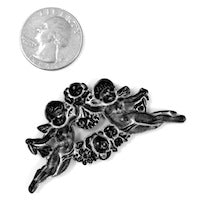 62mm Cherub Angel Stampings Charms, antique silver, pack of 3