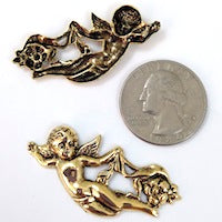 Cherub with flowers stampings charms, gold, pkg/6, 43mm 04604G/L