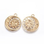 30mm Sun and Moon Charm, 18K Gold, Pack of 6
