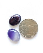 18mm Natural Purple Agate Gemstone Cabochons, SemiPrecious Oval Cab, Flat Back, 18x13mm, pack of 6