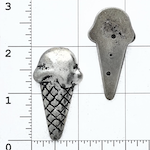 Vintage Ice CREAM CONE Cabochon, antique silver, pack of 3