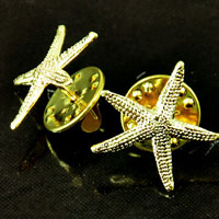 30mm Starfish Pin, w/pin, Bright Gold-ea