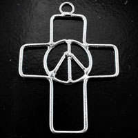 2.5 inch Silvettone Cross/Peace Sign Pendant, pk/2