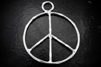 1.5in Hammered Silvertone Peace Sign Pendant, 2 pack