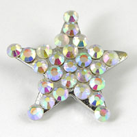 25x25mm Star Button, Clear Crystal AB Swarovski Crystal-n-Silver ea