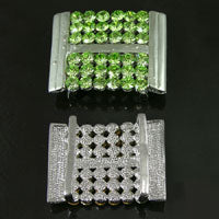 43x34mm Silver-n-Peridot Green Crystal, Pendant/Slide  ea