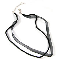 16" Silk Cord and Organza Black Choker Necklace, pack of 8