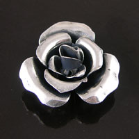 28mm Rose 3D-Metal Stamping, Classic Silver, each