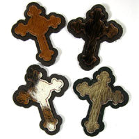 Leather Cross, Hair on Hide insert(assorted leather), pkg/2