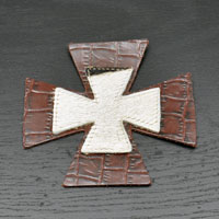 4 inch Double Leather Cross, Hair on Hide Insert (assorted), 2 each