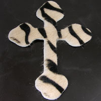 7x5in Zebra-Striped Hair on Hide Cross Leather Cut-Out, pk/2