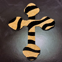 7x5in Brindle Zebra-Striped Hair on Hide Cross Leather Cut-Out, pk/2