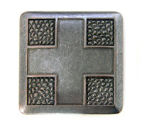 3" Square Belt Buckle Base, w/Cross shaped inset, Antique Copper, each