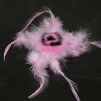 Pink Feather and Fur Brooch, ea