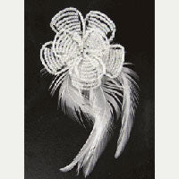 White Feather-n-Crystal Brooch, ea