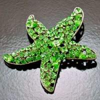 Peridot Crystal Starfish Brooch, EA