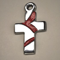 4.75in Aluminum Ribbon Cross with Pink Ribbon
